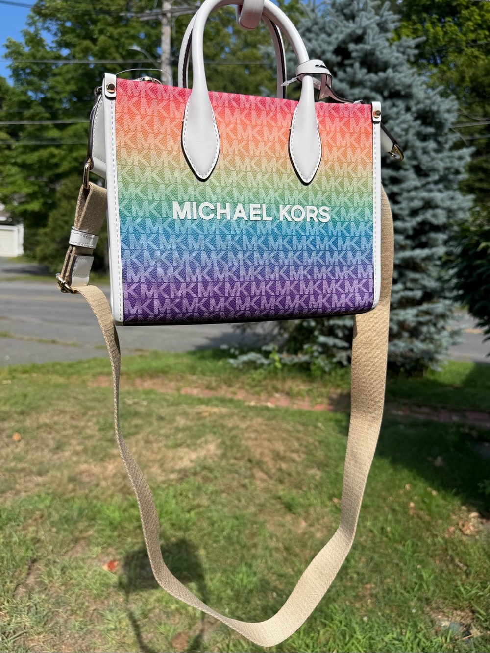 RARE Michael Kors Mirella Small Rainbow Signature Logo Crossbody Bag NWT - Picture 2 of 10